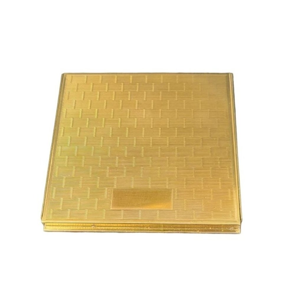 Vintage Gold tone Majestic Square Large Powder Compact